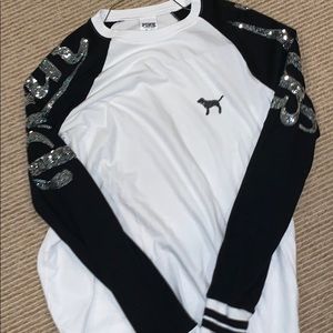 pink long sleeve sparkly black white